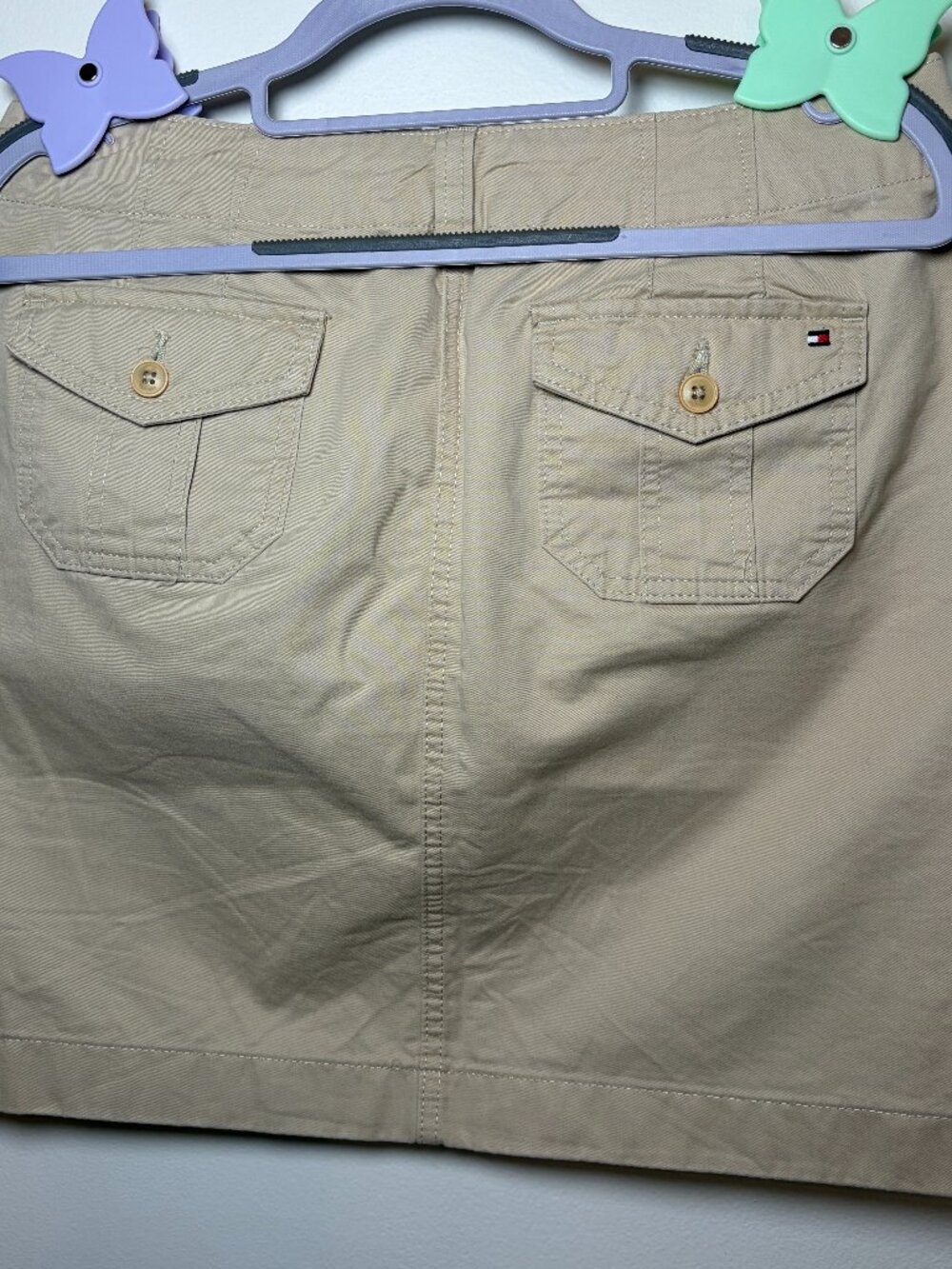 2014 Tommy Hilfiger 100% Cotton Brown Khaki Skirt Preppy Size 6 Flap Logo Pocket